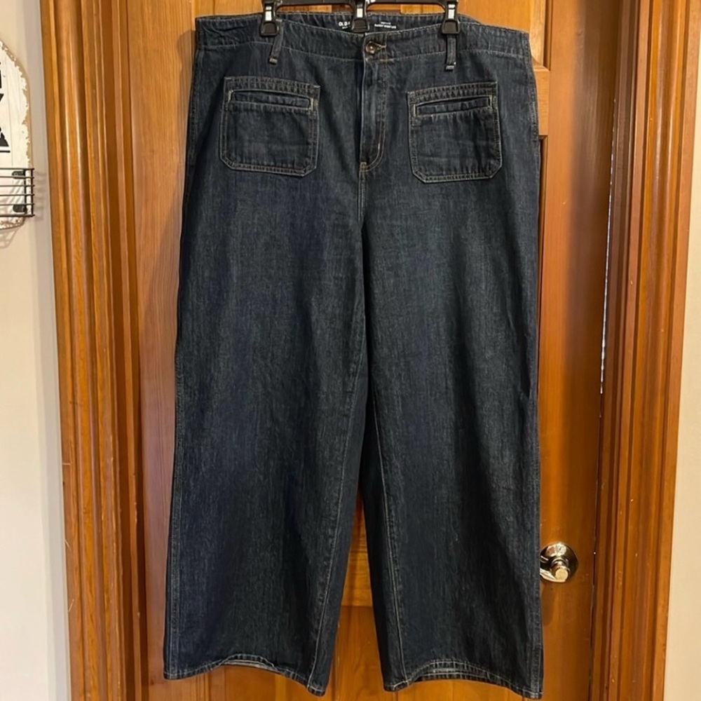 Old Navy High Rise Baggy Wide Leg Dark Denim Jeans 18